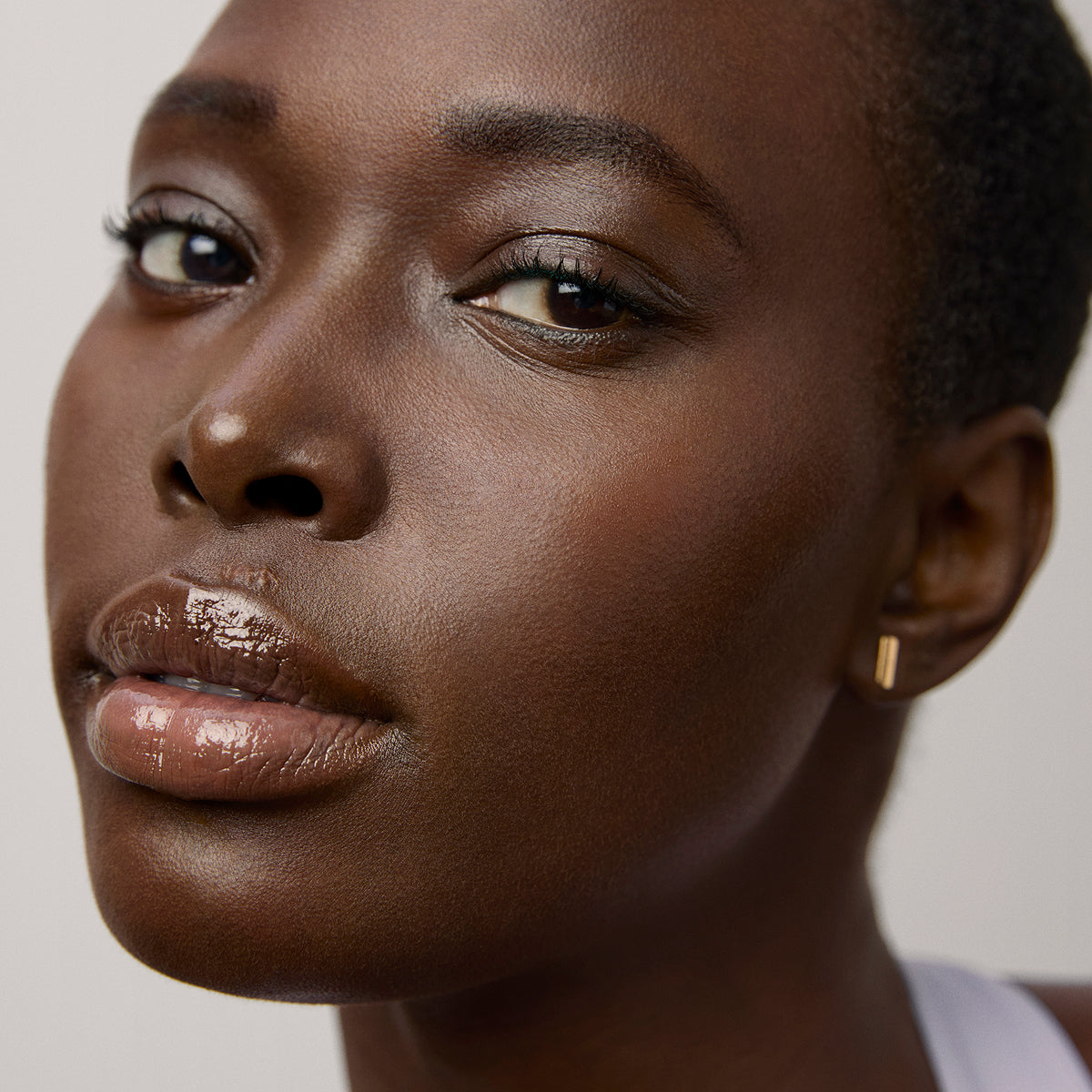 Model skin finish after using the Tatcha Water Cream