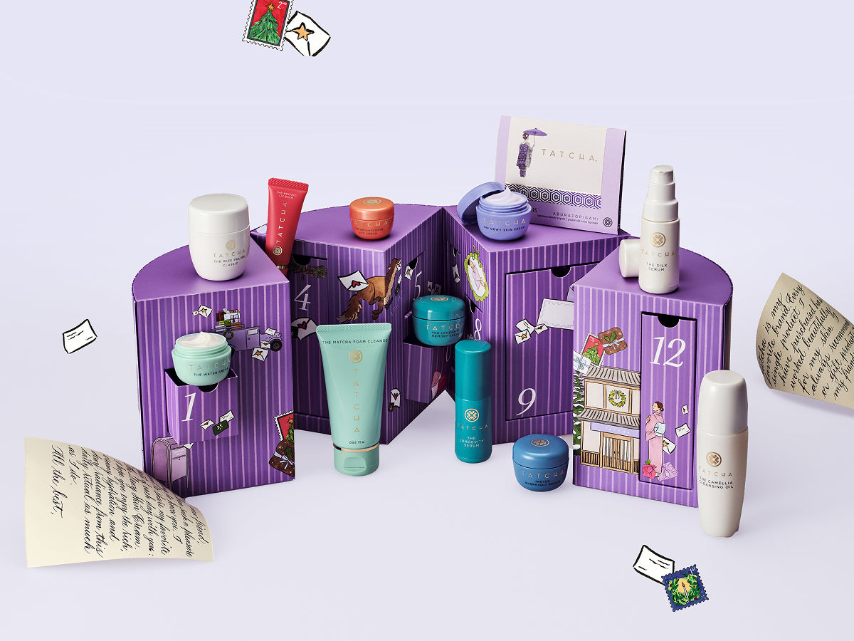 Advent Calendar Holiday Set open with tatcha mini products