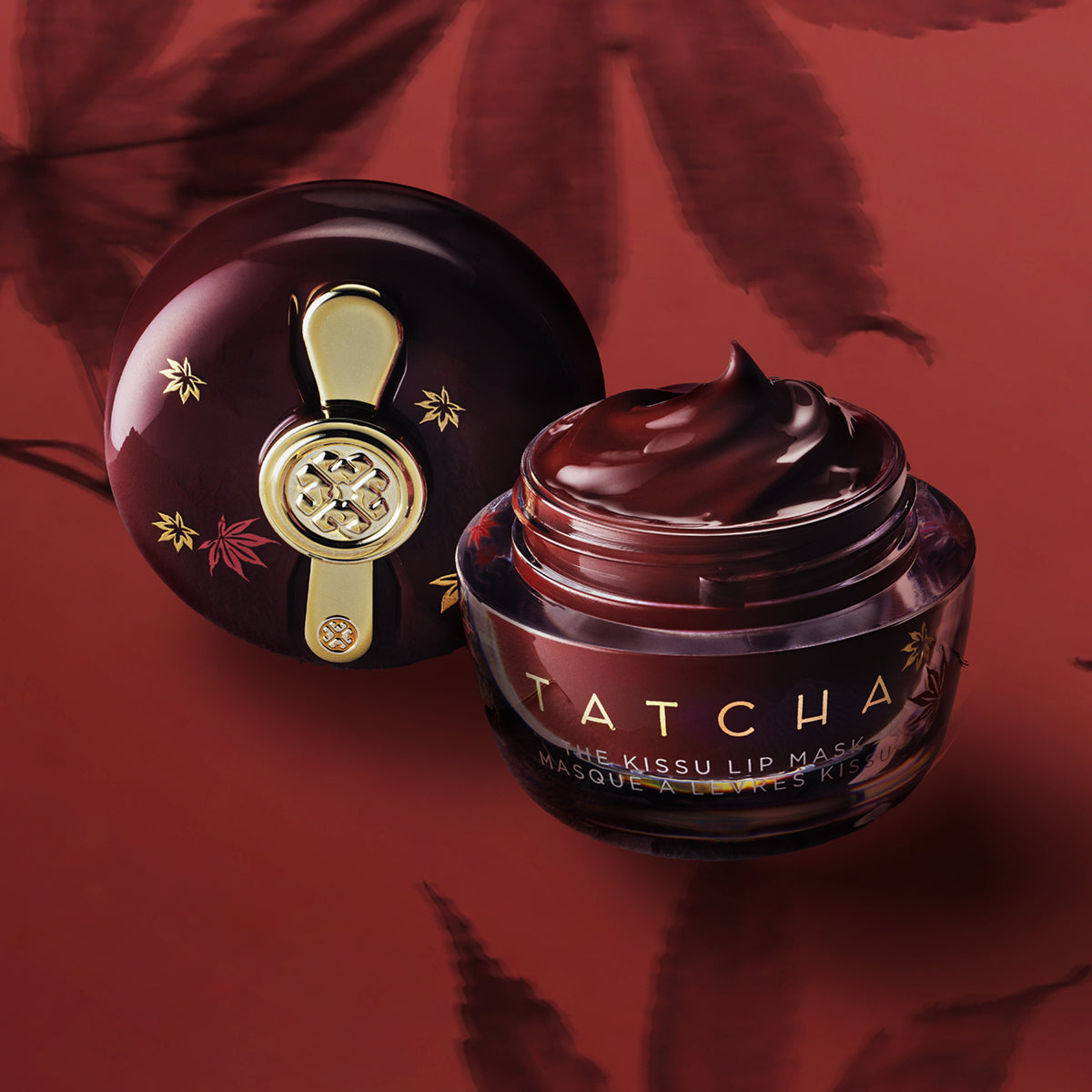 The Kissu Lip Mask in Japanese Maple Red component and product texture