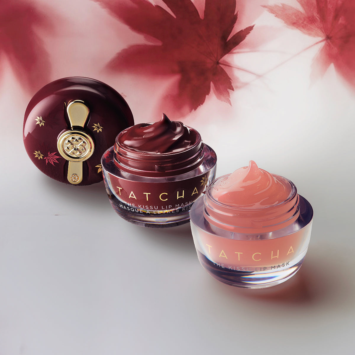 The Kissu Lip Mask original and limited edition in Japanese Maple Red component and texture shot