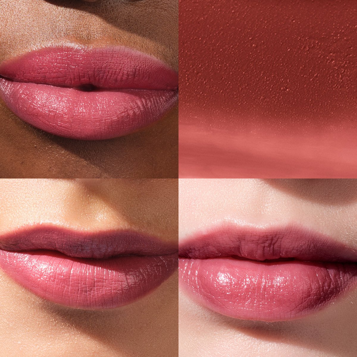 Showing The Kissu Lip Tint - Plum Blossom on three different models.