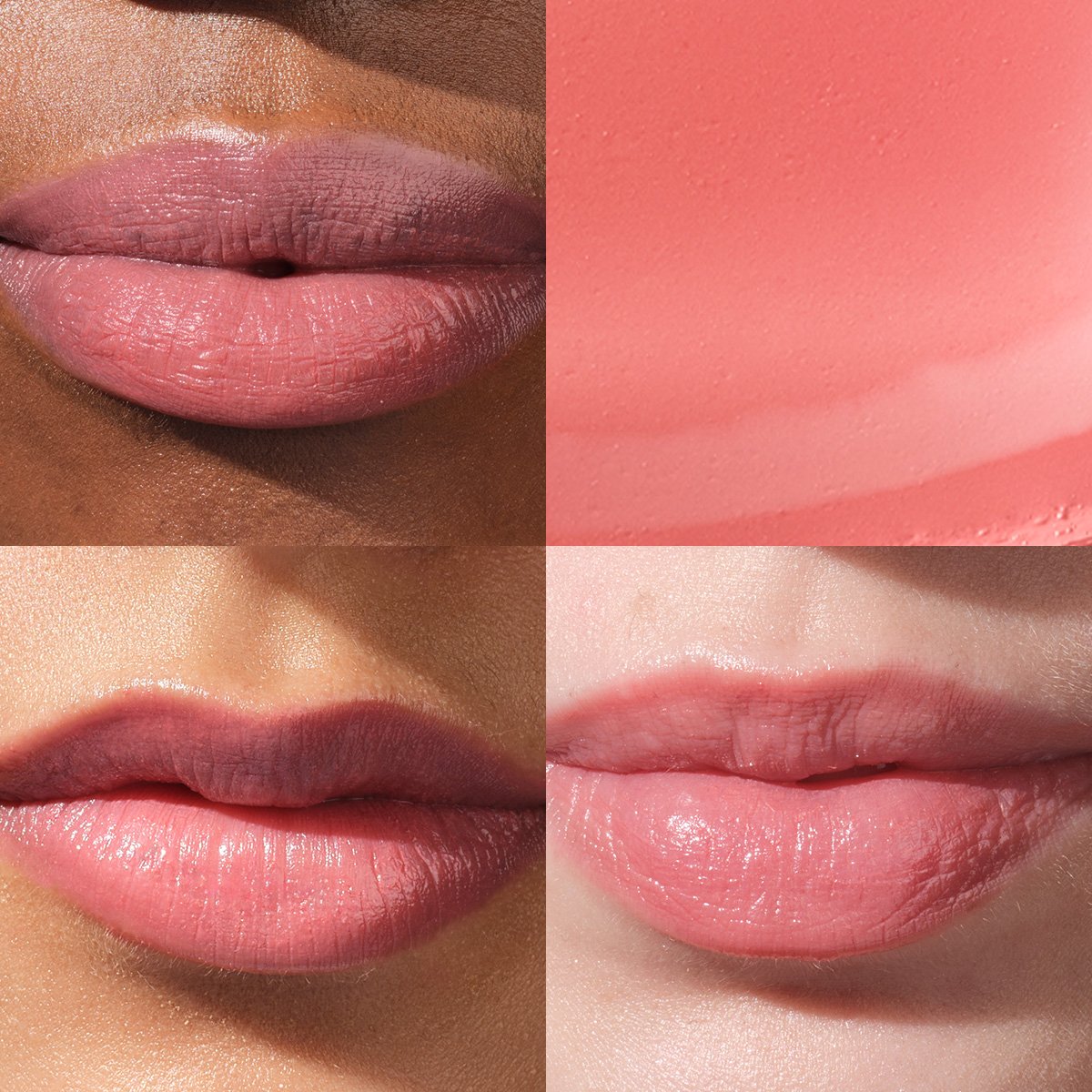 Showing The Kissu Lip Tint - Plum Blossom on three different models.