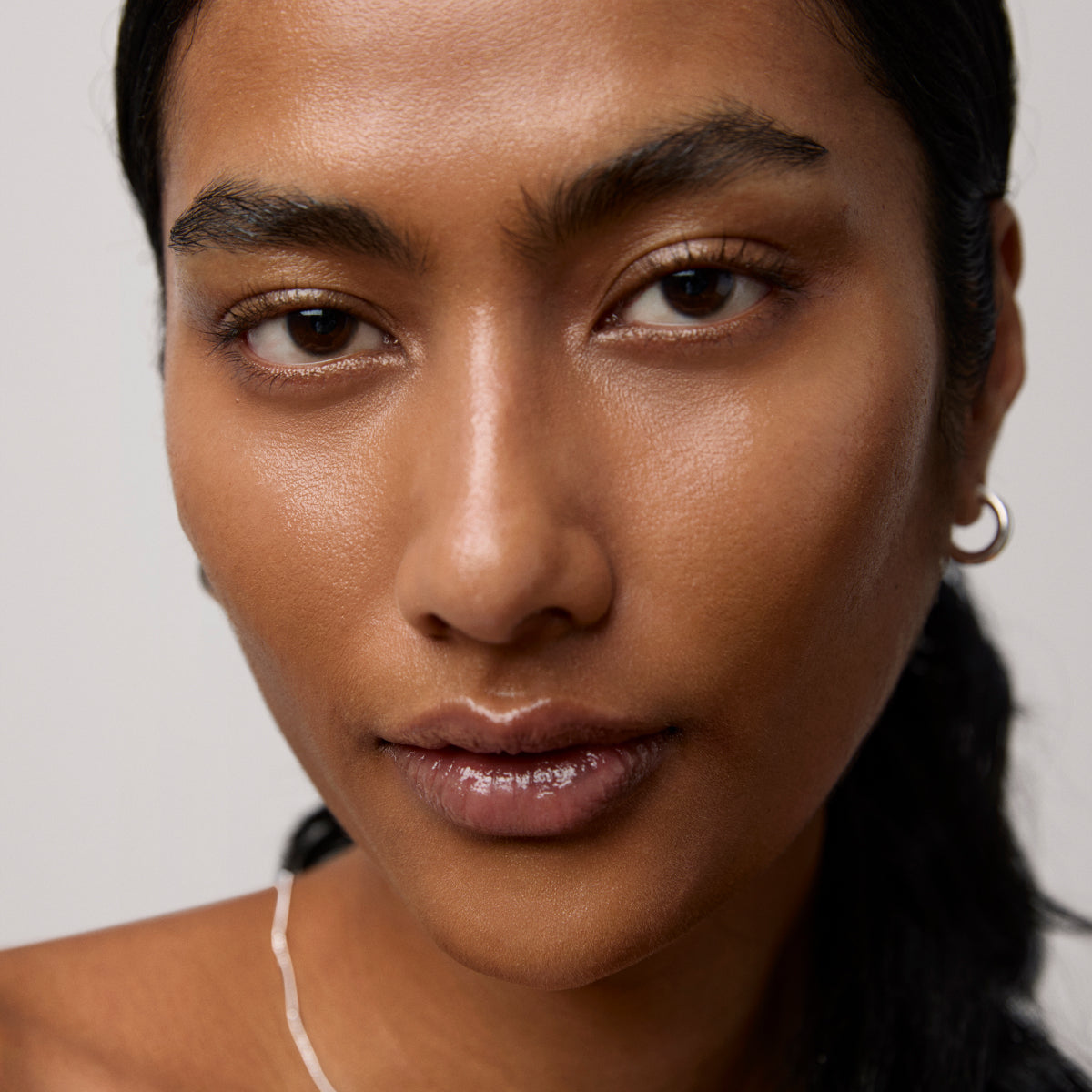 Model skin finish after using the Tatcha Rice Wash