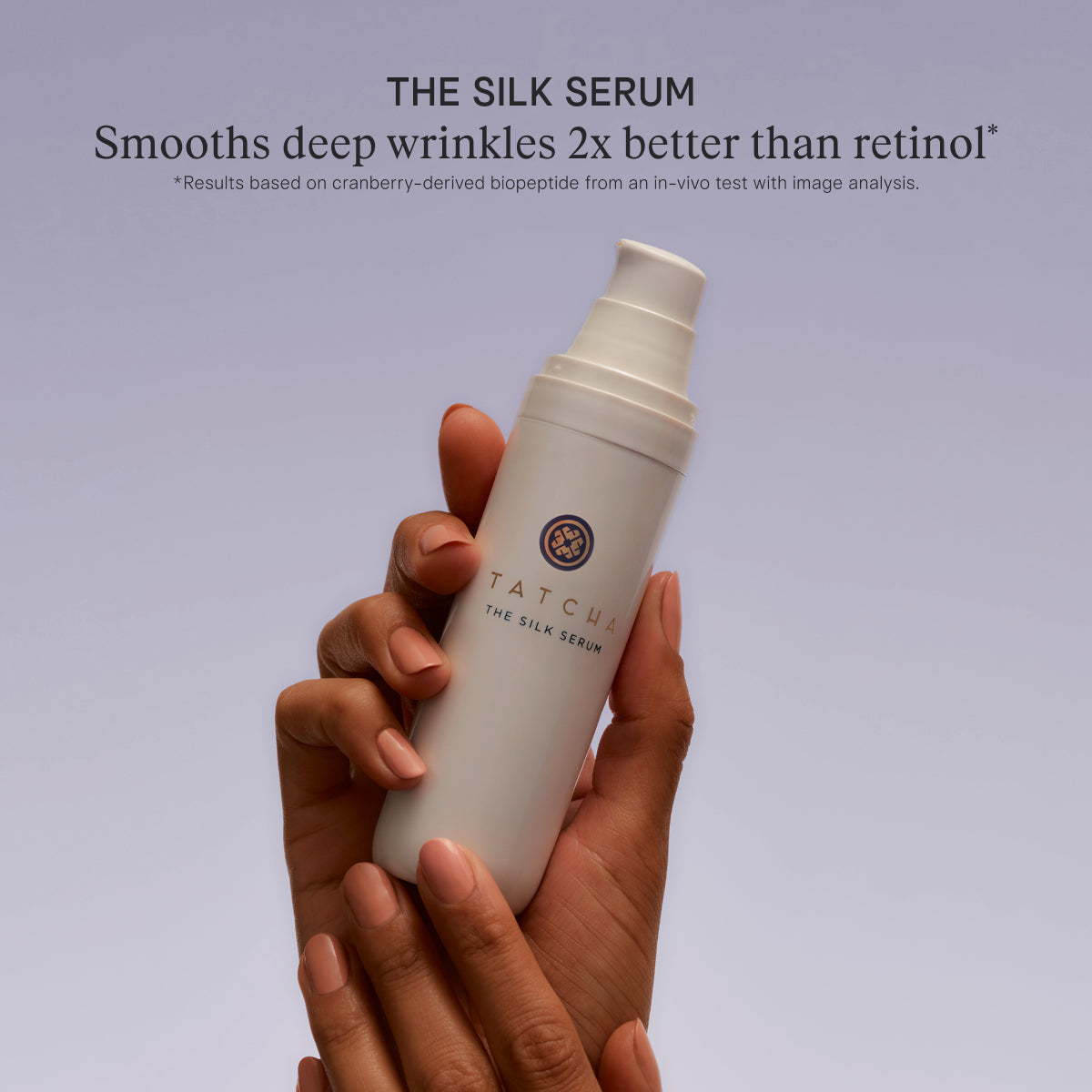 The Silk Serum Smooths deep wrinkles 2x better than retinol* *Results based on cranberry-derived biopeptide with an in-vivo test with image analysis.